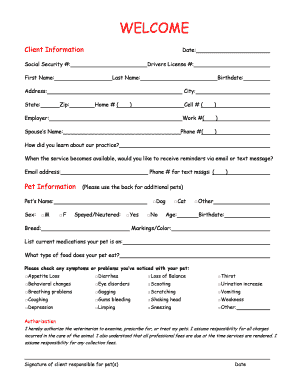 New Patient Registration Form Syler Veterinary Clinic