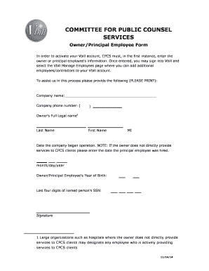 Counsel Services Employee Form