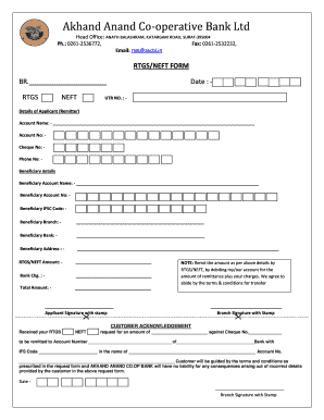 Akhand Anand Co Operative Bank  Form