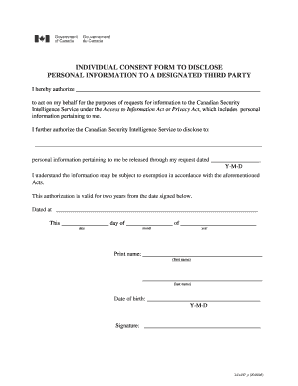 Individual Consent Form to Disclose Personal Information Canada Ca