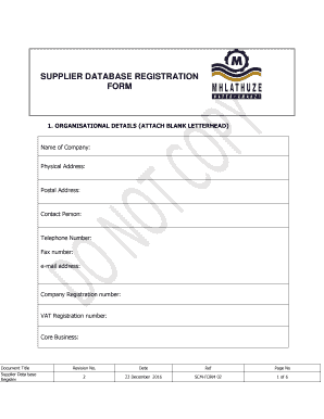 Mhlathuze Water Database Forms