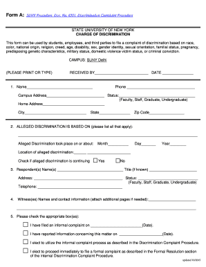 Color, National Origin, Religion, Creed, Age, Disability, Sex, Gender Identity, Sexual Orientation, Familial Status, Pregnancy,  Form