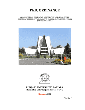 Phd Ordinance Punjabi University  Form