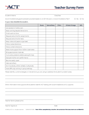 Act Teacher Survey Form