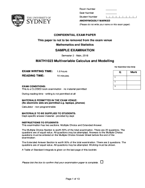 Math1023 Past Exams  Form