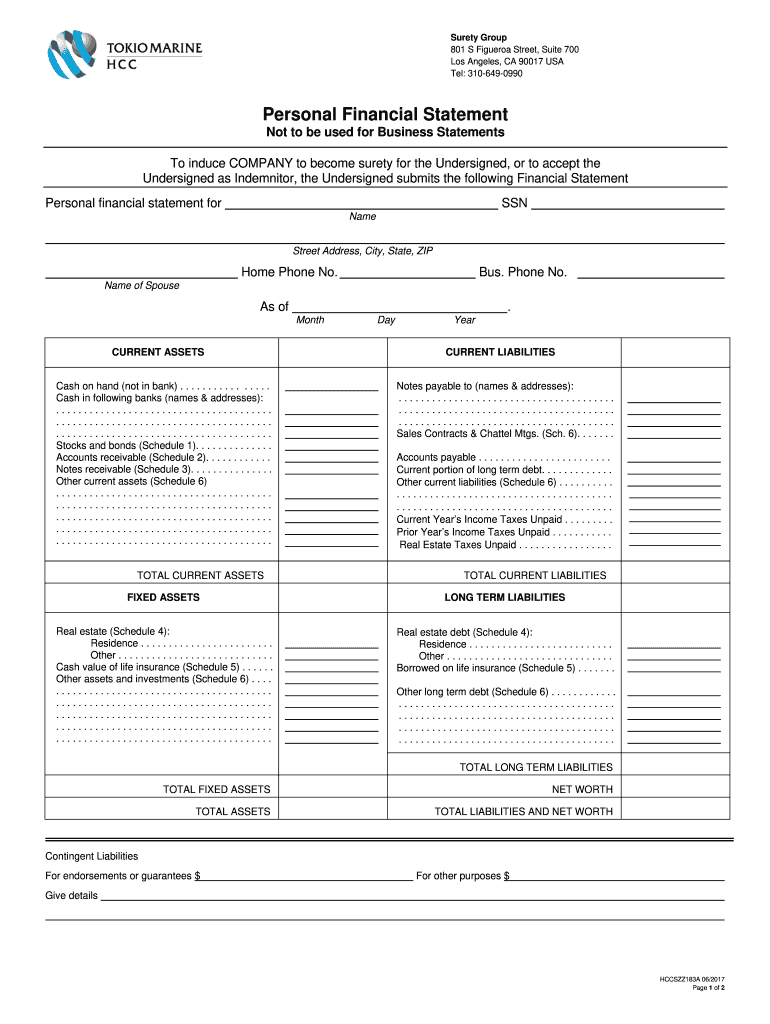 Surety Tokio Marine HCC  Form