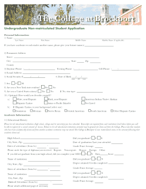 Undergraduate Non Matriculated Student Application Undergraduate Non Matriculated Student Application  Form