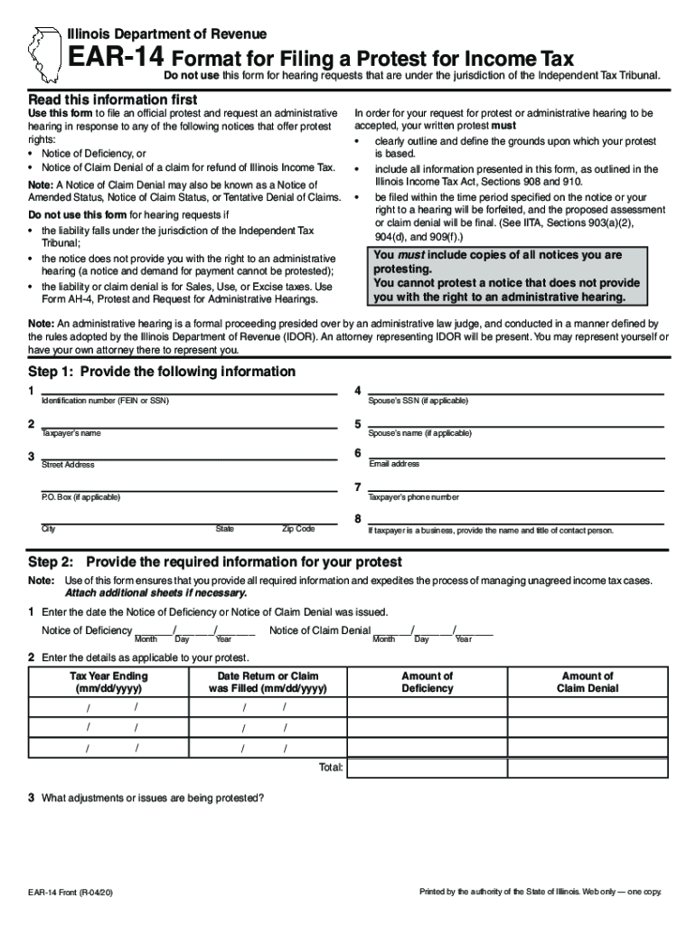  EAR 14 Format for Filing a Protest for Income Tax EAR 14 Format for Filing a Protest for Income Tax 2020-2024