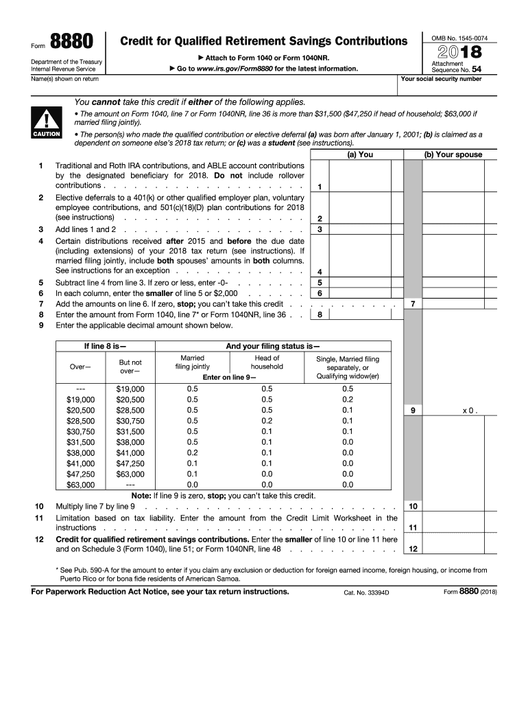  8880 Tax Form 2018