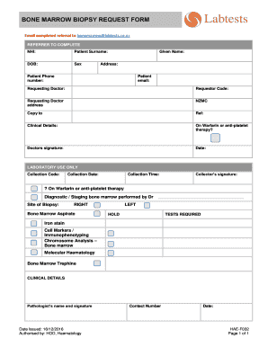 Bone Marrow Biopsy Request Form