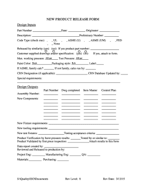 Product Release Form