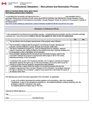 Institutional Attestation Recruitment and Nomination Process  Form