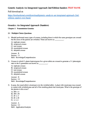 Genetic Analysis an Integrated Approach 3rd Edition PDF  Form