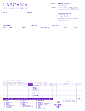 Lascana Return Label  Form