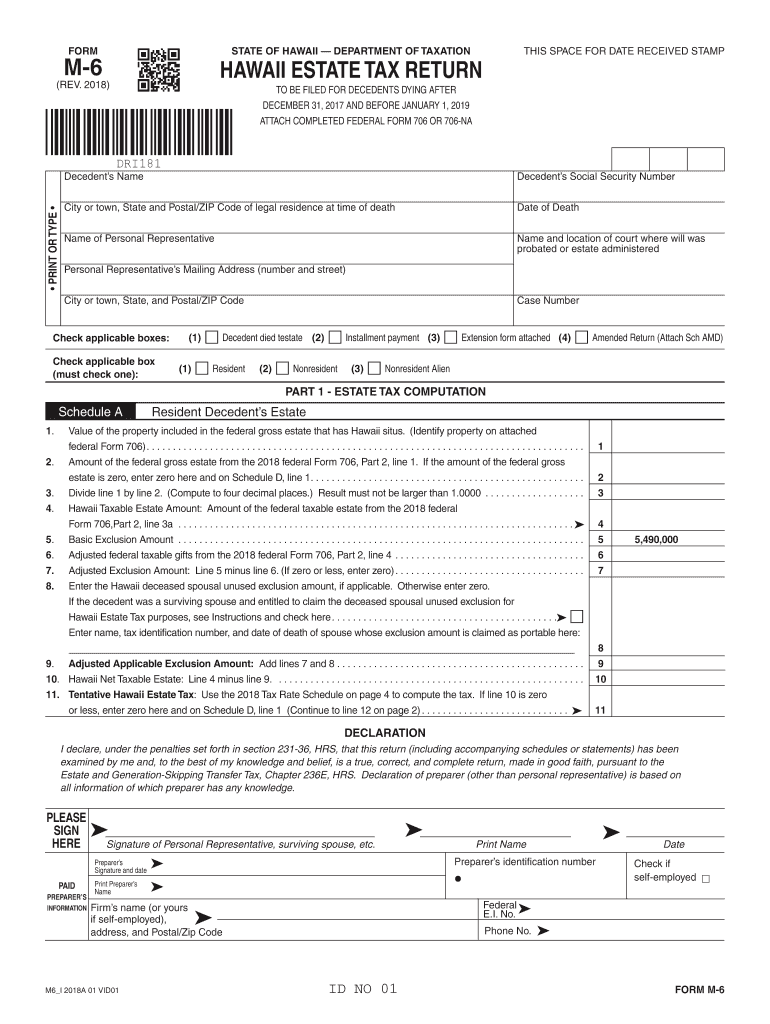  Hawaii Form M 6 2018