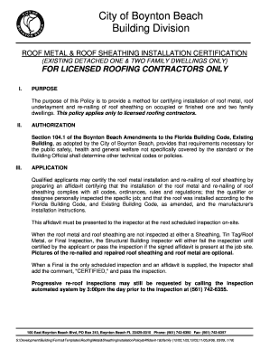 Re Roof Affidavit City of Boynton Beach  Form