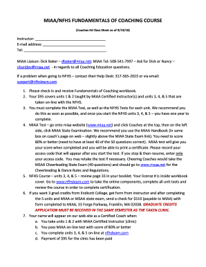 Nfhs Fundamentals of Coaching Test Answers PDF  Form