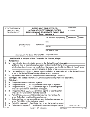  Automatic Restraining Order Hawaii State Judiciary 2018