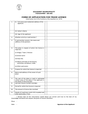 Oulgaret Municipality Trade Licence  Form