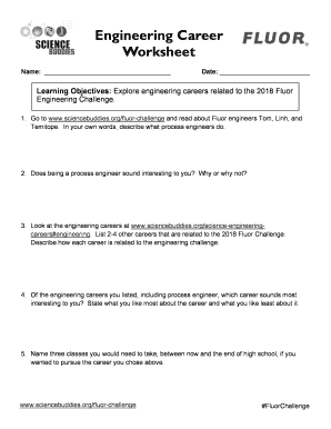 Engineering Career Worksheet Science Buddies  Form