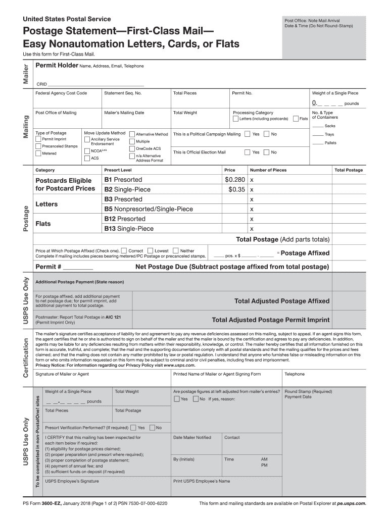  Ps Form 3600 Ez 2018-2024