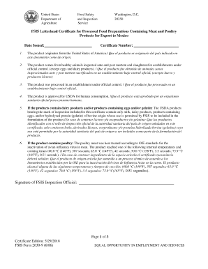 Get and Sign Usda Form Letterhead Food Preparations 2018-2022