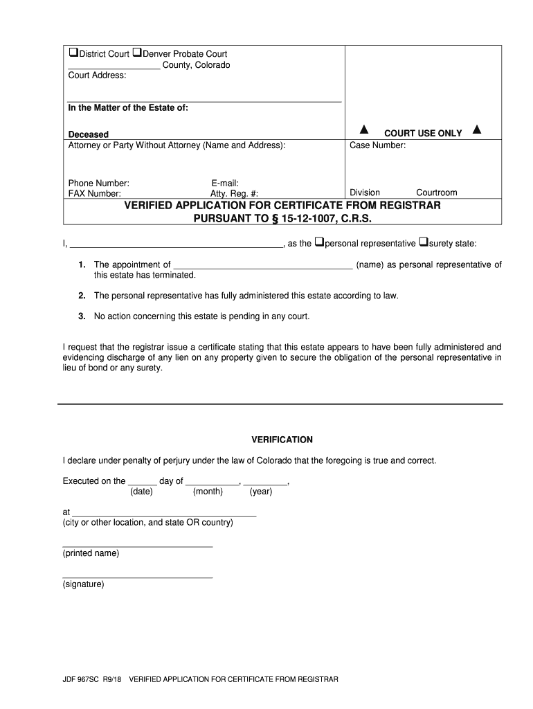  VERIFIED APPLICATION for CERTIFICATE from REGISTRAR 2018-2024