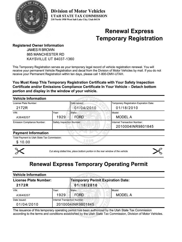 Vehicle Registration Plates of Utah Wikipedia  Form