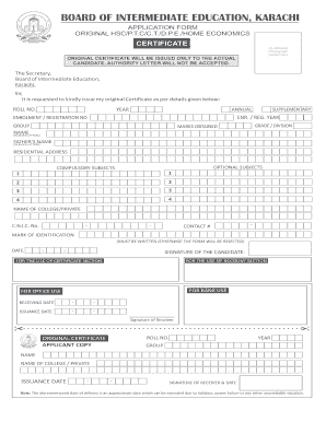 Inter Certificate Form