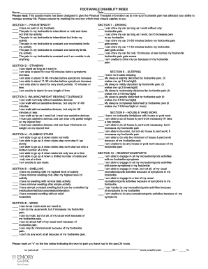 FOOTANKLE DISABILITY INDEX  Form