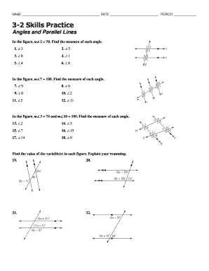 3 2 Skills Practice Angles and Parallel Lines  Form