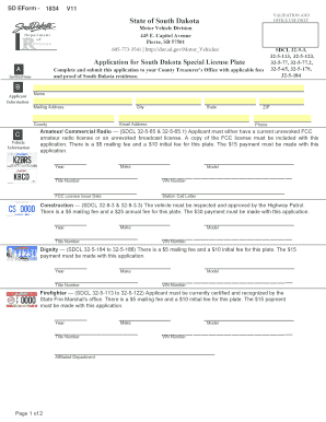 Application for South Dakota Special License Plate Application for South Dakota Special License Plate  Form