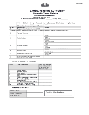 Zambia Revenue Authority ZRA  Form