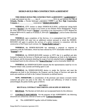 Pre Construction Agreement Template  Form