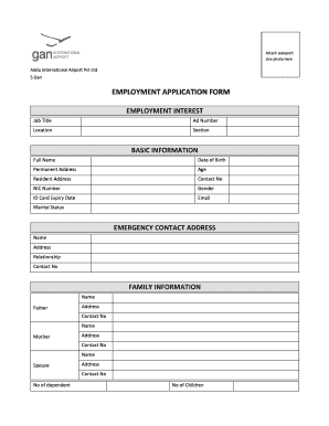 Employment Application Form Gan International Airport