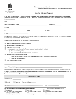 Voucher Extension Request the Chicago Housing Authority  Form
