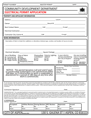 Get and Sign Electrical Permit Application  City of Aspen 2018-2022 Form