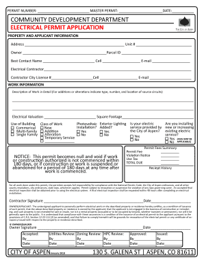  Electrical Permit Application  City of Aspen 2018-2024