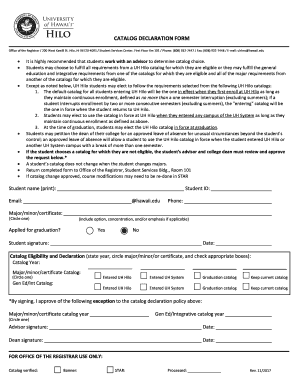 Catalog Declaration Form