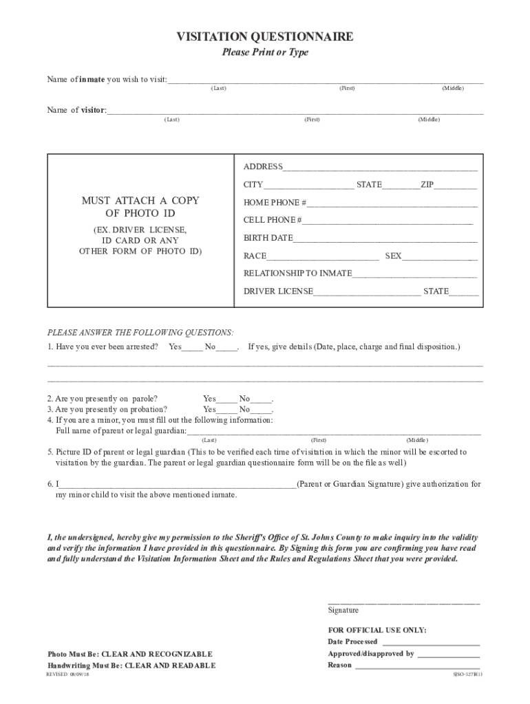 Sjso Jail Log  Form