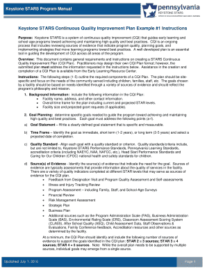 Continuous Quality Improvement Plan Example #1 PA Keys  Form