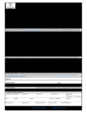  Northwestern University Personal Data Form 2019