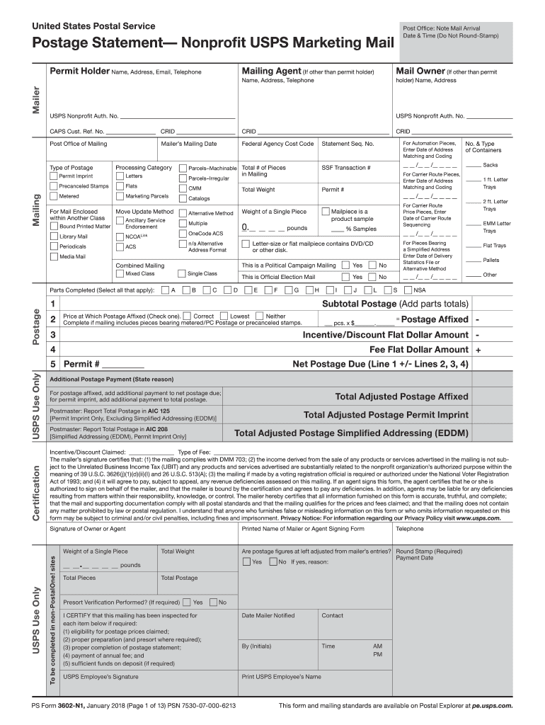  Ps Form 3602 N1 2018