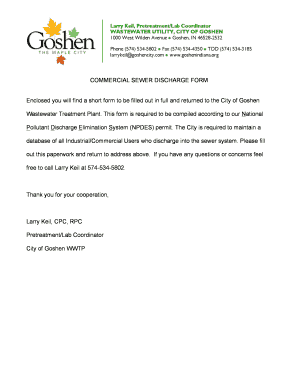 COMMERCIAL SEWER DISCHARGE FORM