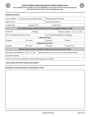 Equipment Failure Report Template  Form