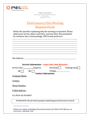 Field InquirySite Meeting Request Form PSEG Long Island