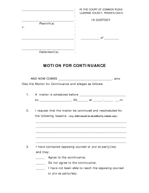 Court Common Pleas Motion  Form