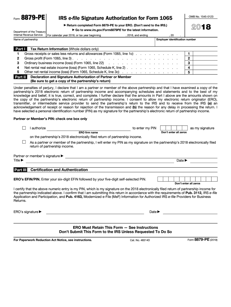  Form 8879 Pe 2018