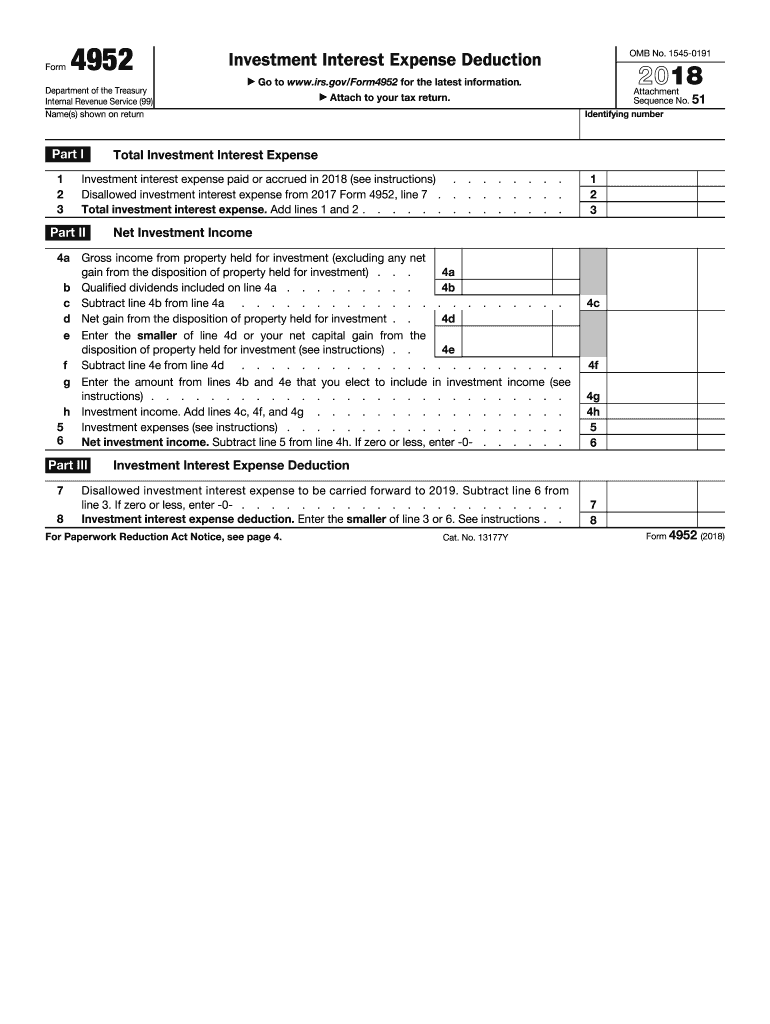  Form 4952 2018