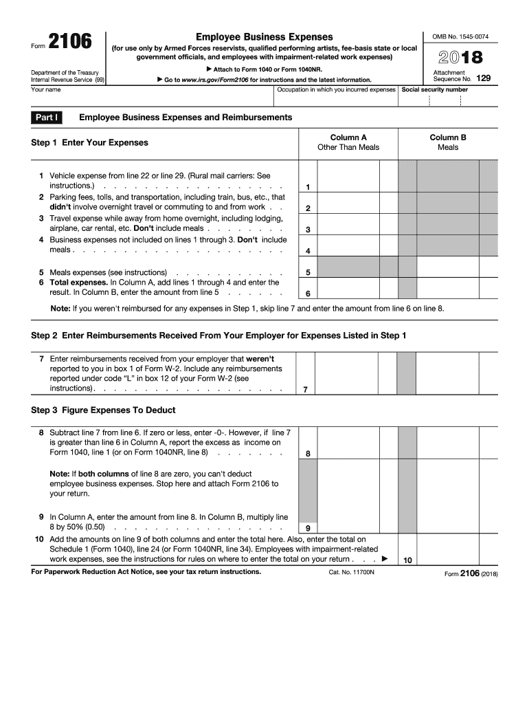  2106 Form 2018